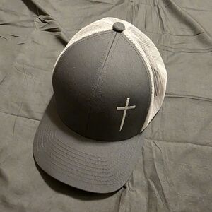 Gray and White Cross Logo Hat
